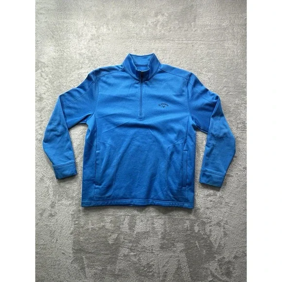 Callaway Sweatshirt Mens Large Blue 1/4 Zip Performance Pullover Golf Sweater - Picture 1 of 6